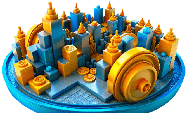 Circular image of a futuristic village